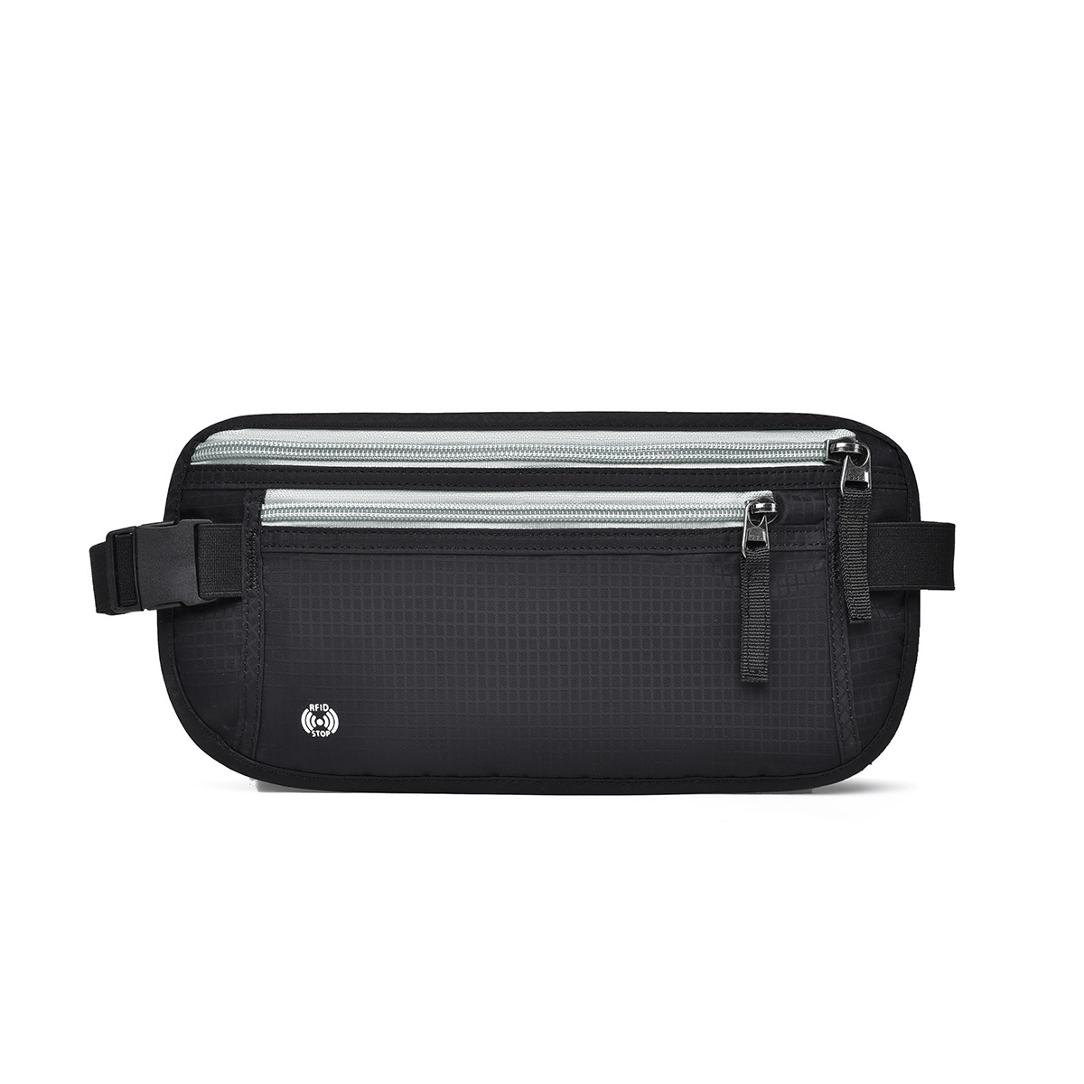 V888-ELOSUNG21402-202502271201-00 Black(Gray Zipper) Nylon Travel Waist Pack - Waterproof, RFID Blocking, Lightweight - Image 1