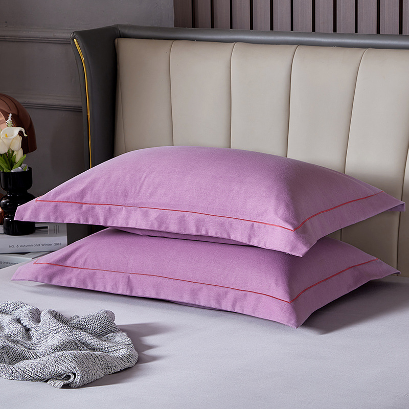 V888-ELOSUNG21446-202502281101-00 Bright Purple Pure Cotton Flannel Pillowcase Set - Soft, Thickened, Solid Color (Pair, 48x74cm) - Image 1