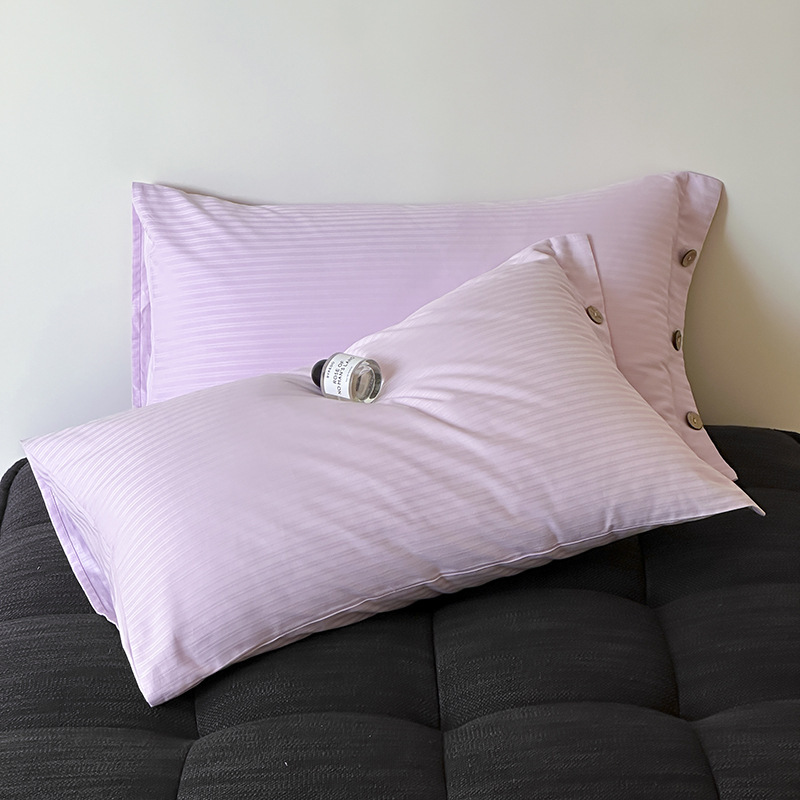 V888-ELOSUNG21463-202502281115-00 Purple Pinstripe Long Staple Cotton Sateen Pillowcase Set - Jacquard Striped, Pure Cotton, 48x74cm (Pair) - Image 1