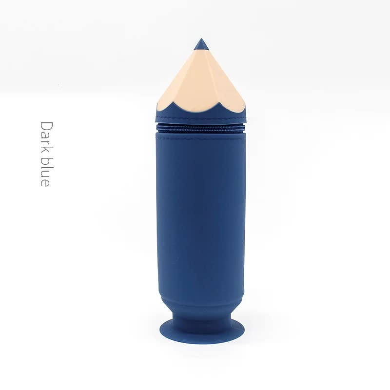 V888-ELOSUNG21534-202503041230-00 Dark Blue Creative Silicone Pencil Case - High-Value Stationery - Large Capacity Desk Organizer - Image 1