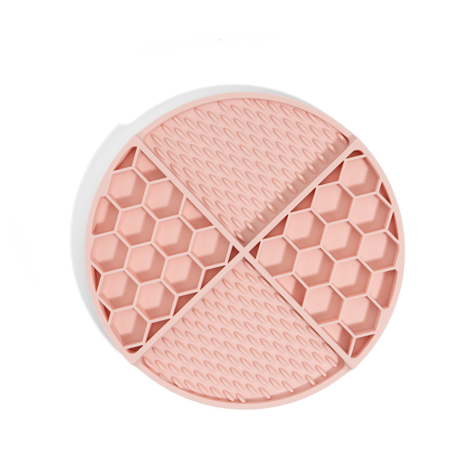 2 Pcs Pink Honeycomb Pet Slow Feeder Bowl - Anti-Choke Silicone Lick Mat with Suction for Dogs