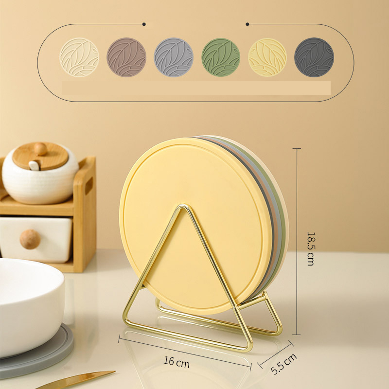 V888-ELOSUNG21642-202503071345-00 Six-color set of 6 Premium Silicone Round Heat-Resistant Pad - 20cm Durable Kitchen Pot Mat with Anti-Slip Design(With tripod) - Image 1