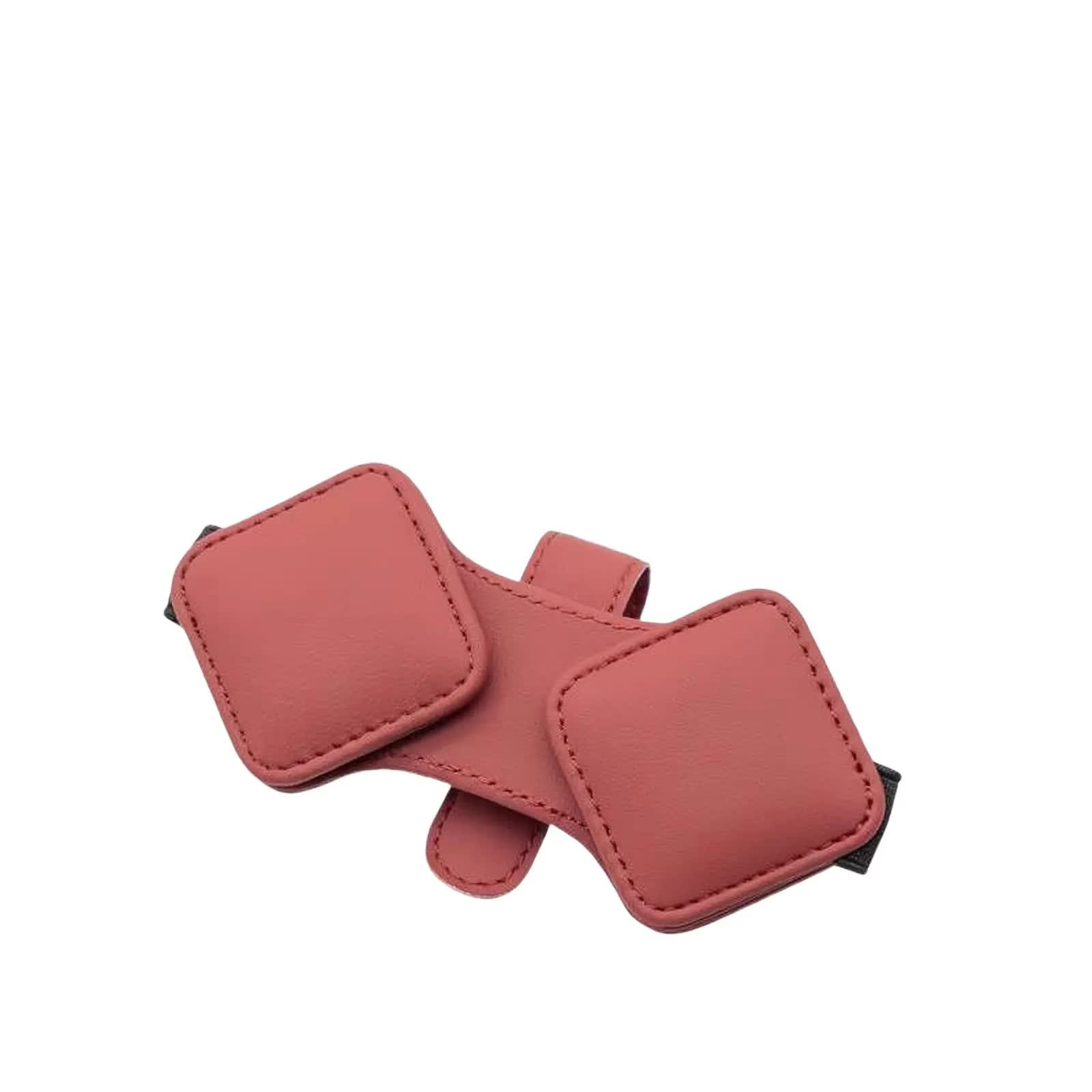 V888-ELOSUNG21667-202503071338-00 2 Pcs Red Car Sun Visor Glasses Holder Clip with Dual Magnetic Clamps - PU Leather, Anti-Slip, and Multi-Functional Storage - Image 1