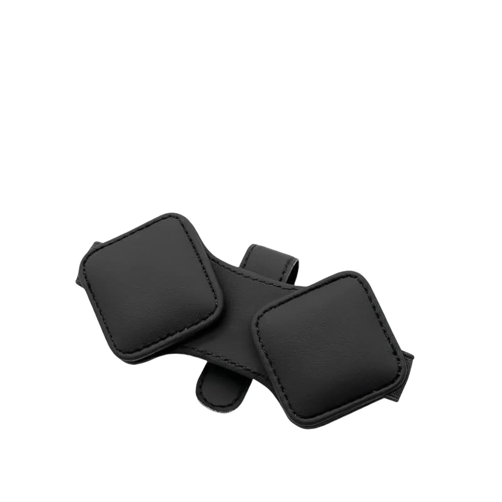 V888-ELOSUNG21670-202503071338-00 2 Pcs Black Car Sun Visor Glasses Holder Clip with Dual Magnetic Clamps - PU Leather, Anti-Slip, and Multi-Functional Storage - Image 1