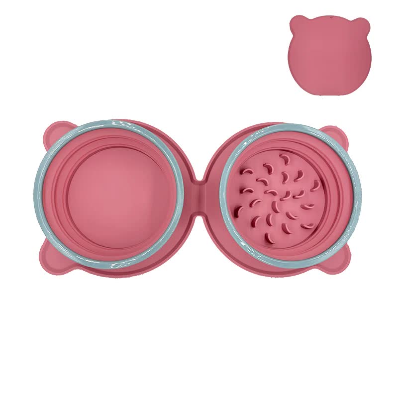 V888-ELOSUNG21872-202503131513-00 Red Portable Collapsible Pet Bowl Set - Food-Grade Silicone Double Bowl for Dogs & Cats, Anti-Slip & Easy to Clean - Image 1