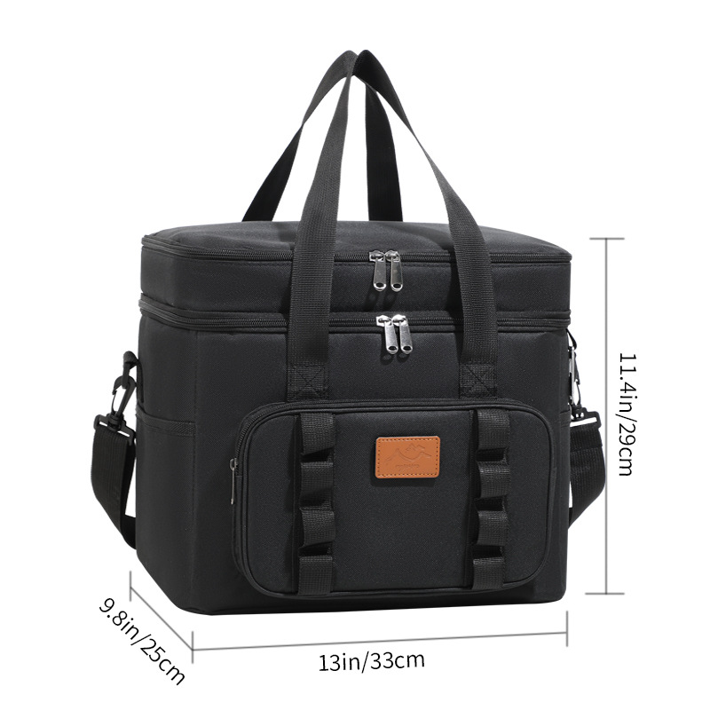 V888-ELOSUNG21914-202503131537-00 Black 23L Extra Large Insulated Cooler Bag with Double Layers - Perfect for Camping, Picnics, and Outdoor Adventures - Image 1