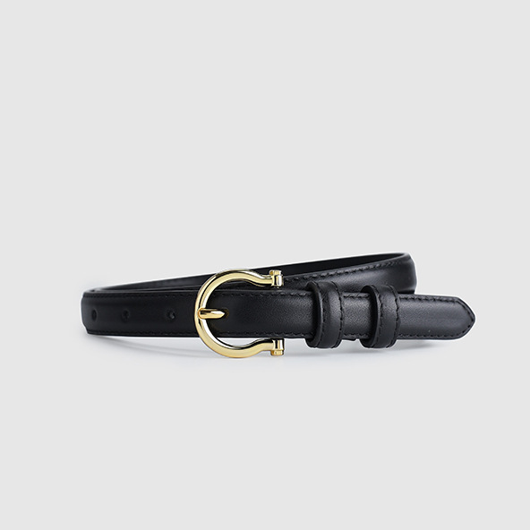 V888-ELOSUNG21944-202503141206-00 95CM Black Elegant French Gold Buckle Genuine Leather Belt - Luxurious Lightweight Women's Waist Belt - Image 1