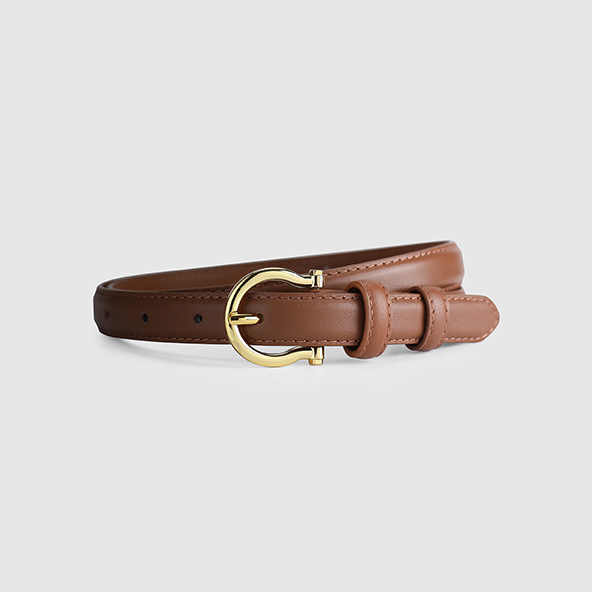 V888-ELOSUNG21945-202503141206-00 95CM Brown Elegant French Gold Buckle Genuine Leather Belt - Luxurious Lightweight Women's Waist Belt - Image 1