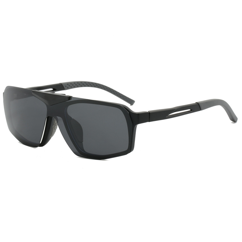 V888-ELOSUNG21947-202503141206-00 Black Flip-Up Polarized Sports Sunglasses - Versatile Outdoor Cycling and Windproof Eyewear - Image 1