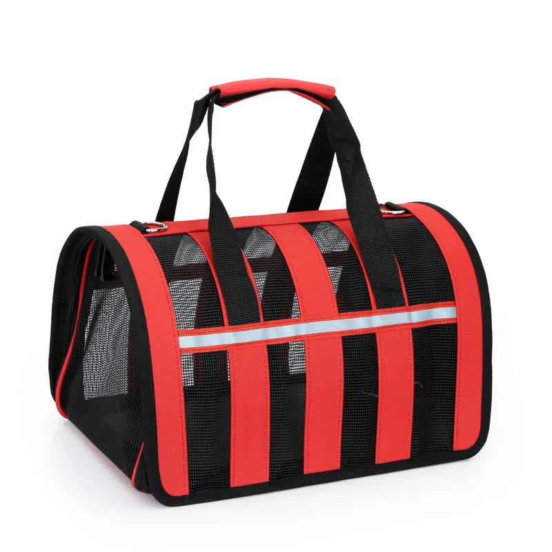 V888-ELOSUNG21984-202503180946-00 Size M Black and Red Foldable Pet Carrier Bag - Lightweight, Breathable, and Spacious for All Seasons - Image 1