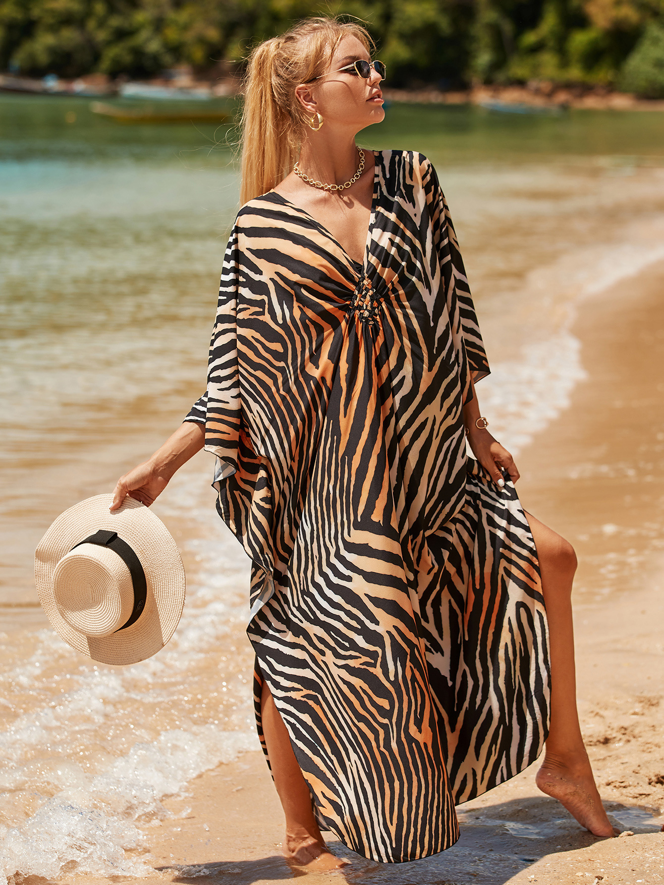 V888-ELOSUNG22191-202503211648-00 Style 2 Loose Fit Caftan Dress - Resort Style Beach Coverup for Women - Image 1
