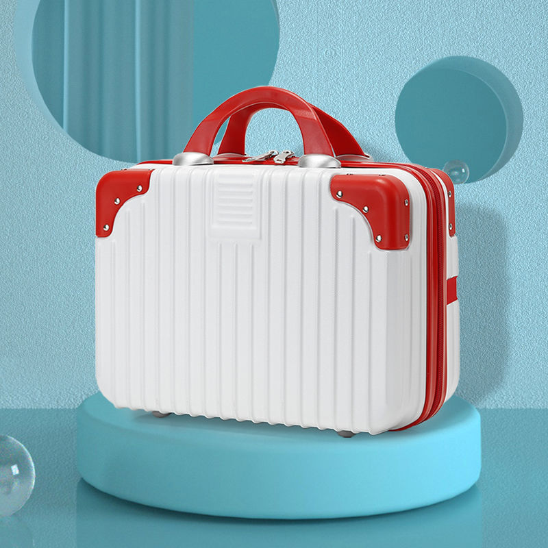 V888-ELOSUNG2230-202363-00 Retro 14-inch hand-made makeup box-retro red and white contrast (no lock) - Image 1