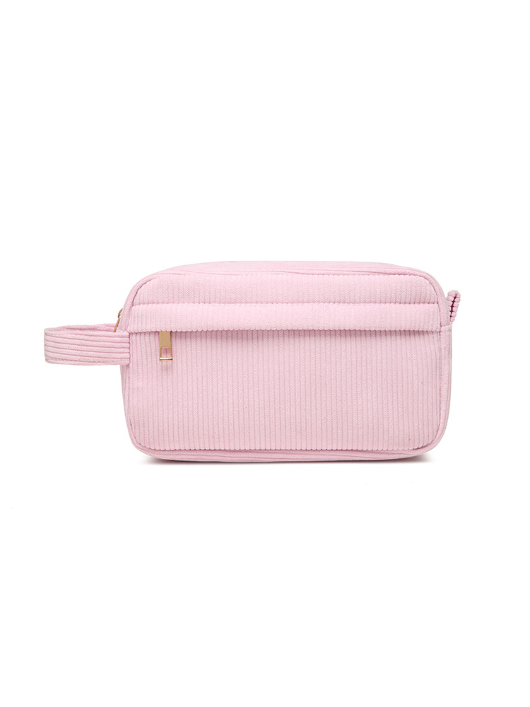 V888-ELOSUNG22414-202503251936-00 Pink 2-pcs Corduroy Pencil Case - Large Capacity Storage Bag - Image 1
