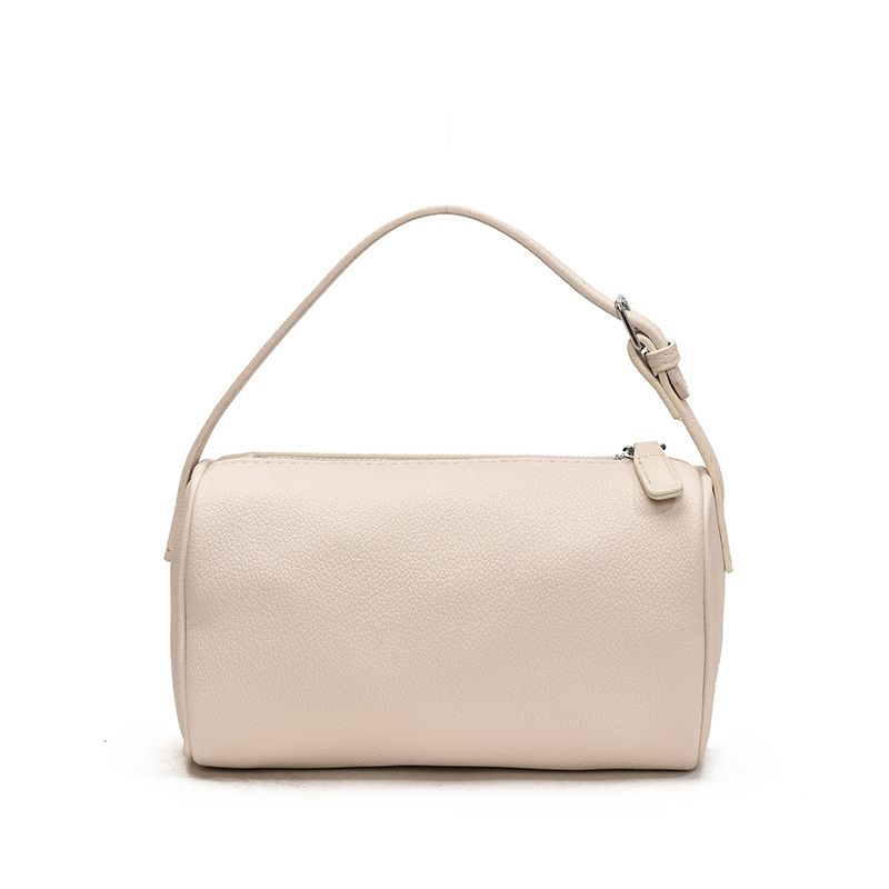 V888-ELOSUNG22427-202503252015-00 Beige Minimalist Shoulder Bag - High-End Cylindrical Design - Image 1
