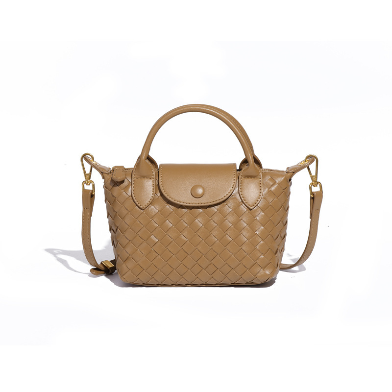 V888-ELOSUNG22462-202503251645-00 Khaki Woven Shoulder Bag - Stylish Dumpling Bag, Simple and Versatile Crossbody for Women - Image 1