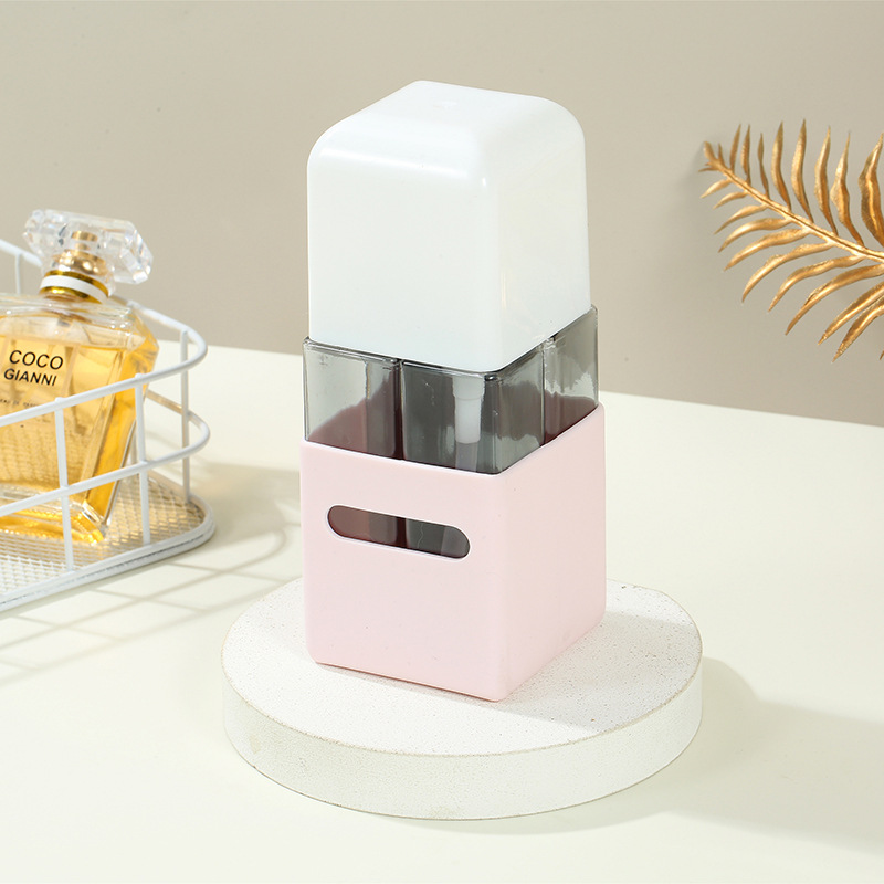 V888-ELOSUNG22538-202503272105-00 Square Pink 2-Piece 4-in-1 Travel Dispenser Set-Leakproof Refillable Bottles for Toiletries - Image 1