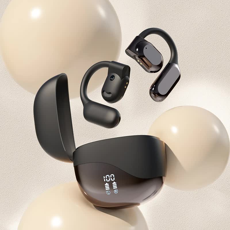 V888-ELOSUNG22626-202503282036-00 Black Open Ear Bluetooth 5.3 Headphones - Non-In-Ear, Ear Hook, Wireless Sports - Image 1