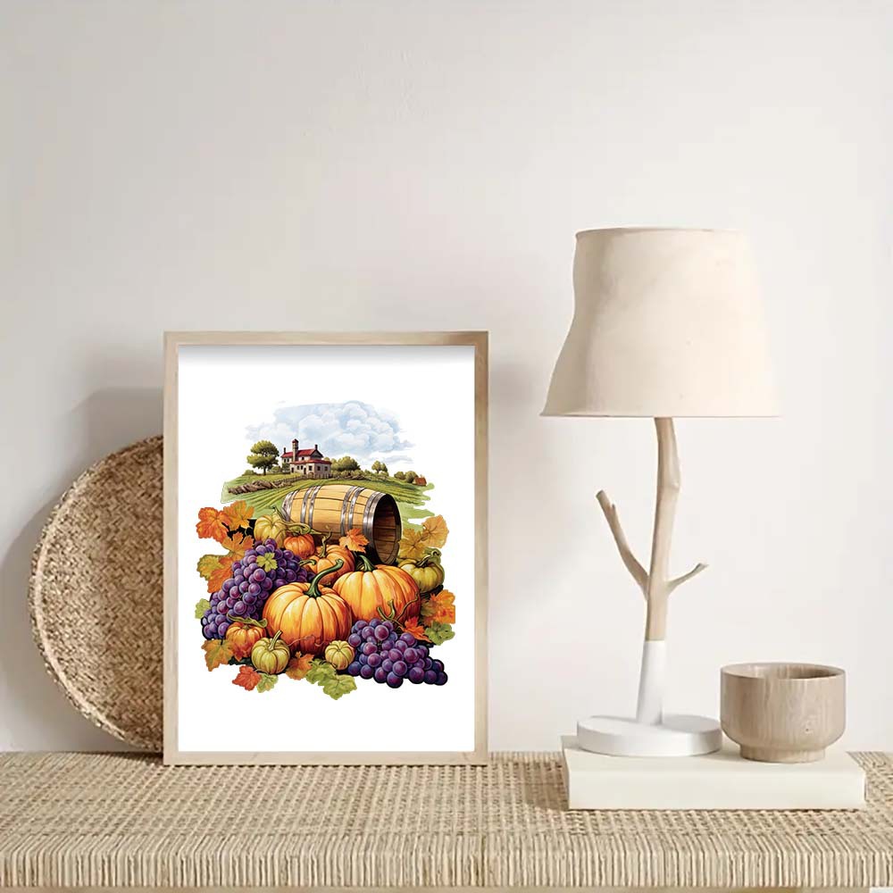 V888-ELOSUNG22723-202504011210-00 Purple grapes Thanksgiving Wooden Puzzle - Vegetable & Fruit Design, Home Decor, Educational Toy (Size S) - Image 1