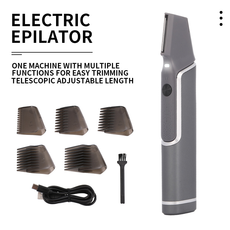 V888-ELOSUNG22773-202504031705-00 Grey Men's electric hair trimmer with retractable design and USB charging - Image 1