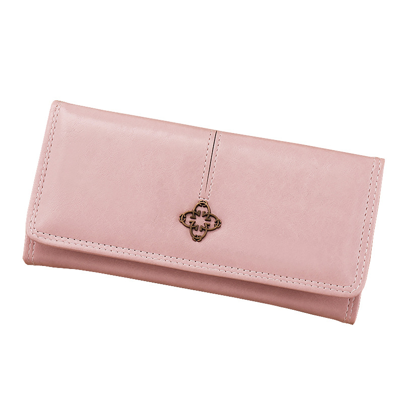 V888-ELOSUNG22790-202504031715-00 Pink Classic Long Bifold Wallet for Women - Large Capacity Card Holder - Image 1