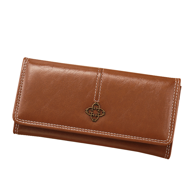 V888-ELOSUNG22791-202504031716-00 Brown Classic Long Bifold Wallet for Women - Large Capacity Card Holder - Image 1