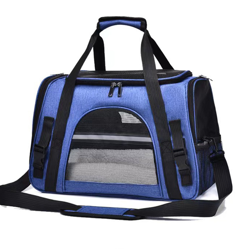 V888-ELOSUNG22798-202504031720-00 Portable Pet Bag for Small Dogs and Cats - Dark blue Travel Tote with Pet Mat (44x25x28cm) - Image 1