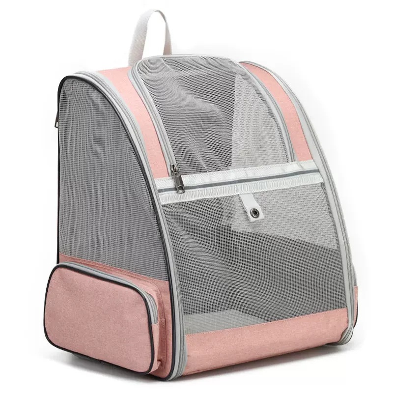 V888-ELOSUNG22808-202504031725-00 Pink Foldable Pet Carrier Backpack - Breathable Mesh Travel Bag for Cats & Small Dogs - Image 1
