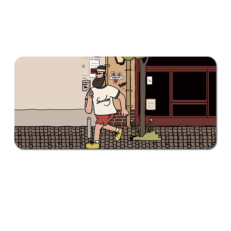 V888-ELOSUNG22931-202504141531-00 Extended Gaming Mousepad (80x30x0.4cm) - Big Beard Uncle Design, Stitched Edges - Style 5 - Image 1