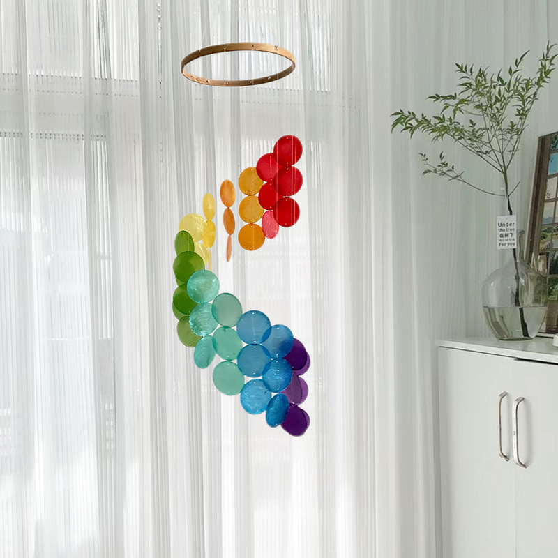 V888-ELOSUNG23034-202503211738-00 Coloful Bohemian Seashell Wind Chime - Dream Catcher Hanging Decor for Home - Image 1
