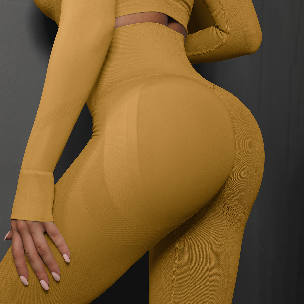 V888-ELOSUNG23110-202503211658-00 Size S Yellow Seamless High-Waisted Yoga Pants for Women - Lift Workout Leggings for Running, Gym, and Fitness - Image 1