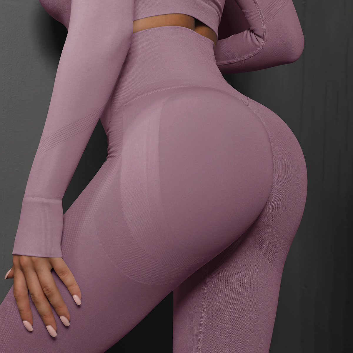 V888-ELOSUNG23127-202503211713-00 Size S Light Purple Seamless High-Waisted Yoga Pants for Women - Lift Workout Leggings for Running, Gym, and Fitness - Image 1