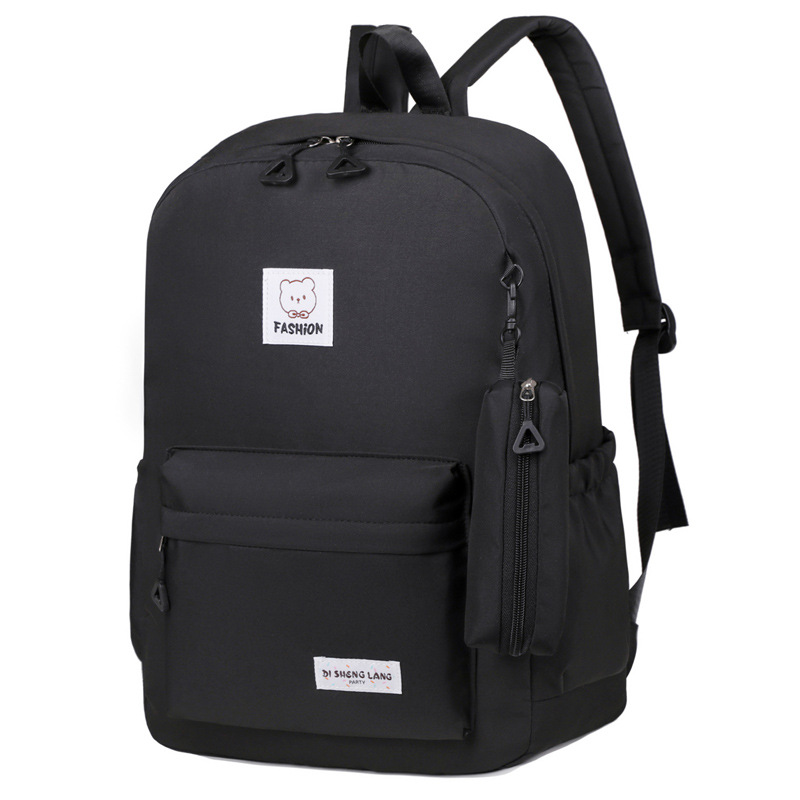 V888-ELOSUNG23138-202503211825-00 Black Large Capacity Travel Backpack for Girls - Waterproof School Bag with Detachable Pencil Case - Image 1
