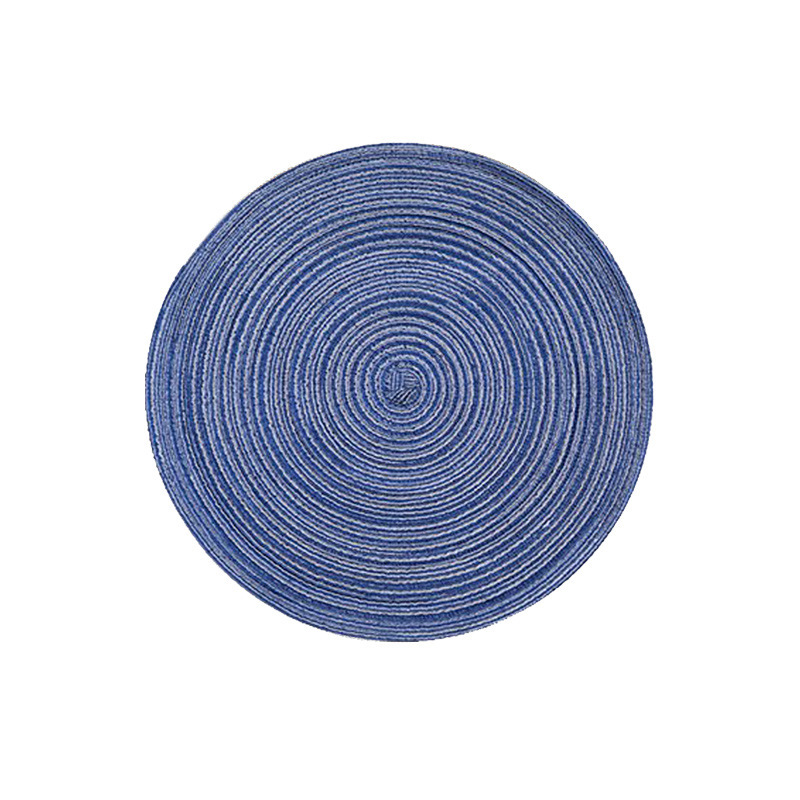 V888-ELOSUNG23187-202503261158-00 8 Pcs Blue Woven Round Placemat - Non-Slip, Heat-Resistant Dining Table Mat, 30cm - Image 1