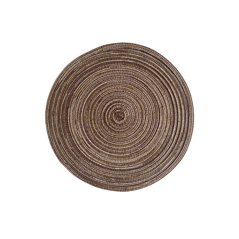 V888-ELOSUNG23188-202503261158-00 8 Pcs Coffee Woven Round Placemat - Non-Slip, Heat-Resistant Dining Table Mat, 30cm - Image 1