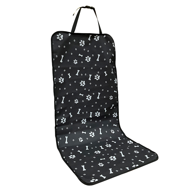 V888-ELOSUNG23376-202503271159-00 4 Pcs Black with Paw and Bone Print Waterproof Pet Car Seat Cover - Scratch-Resistant Oxford Cloth for Dogs and Cats (106 x 49 cm) - Image 1