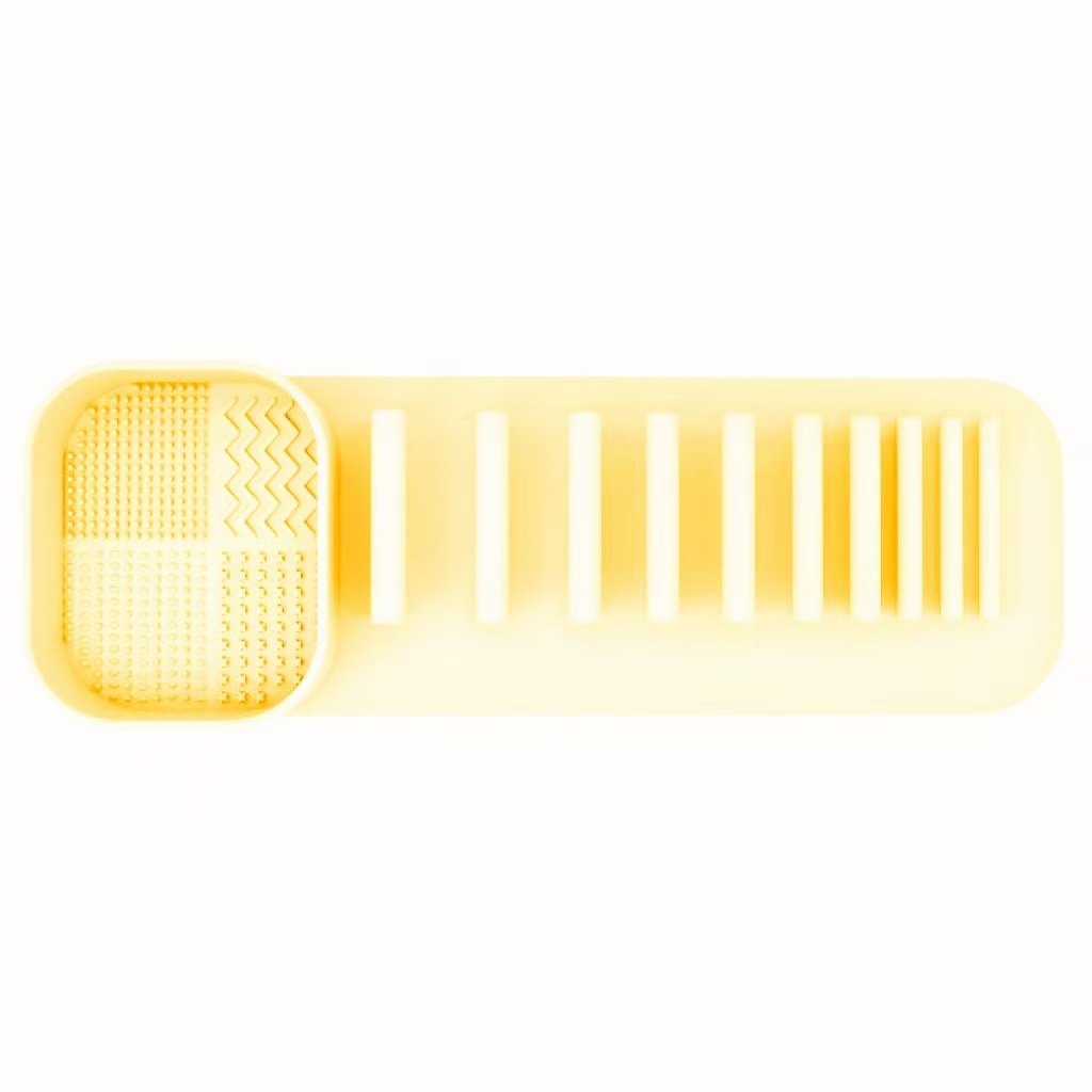 V888-ELOSUNG23407-202503282107-00 3 Pcs Yellow Silicone Makeup Brush Organizer and Cleaning Rack - Wall-Mounted Holder with Brush Cleaning Texture - Image 1