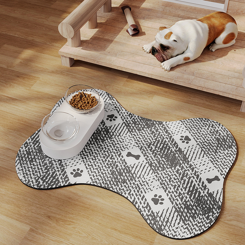 V888-ELOSUNG234443-202503282020-00 Black And White Pet Feeding Mat 35x50cm - Anti-Slip, Durable Diatom Mud Mat for Dogs and Cats, Easy to Clean - Image 1