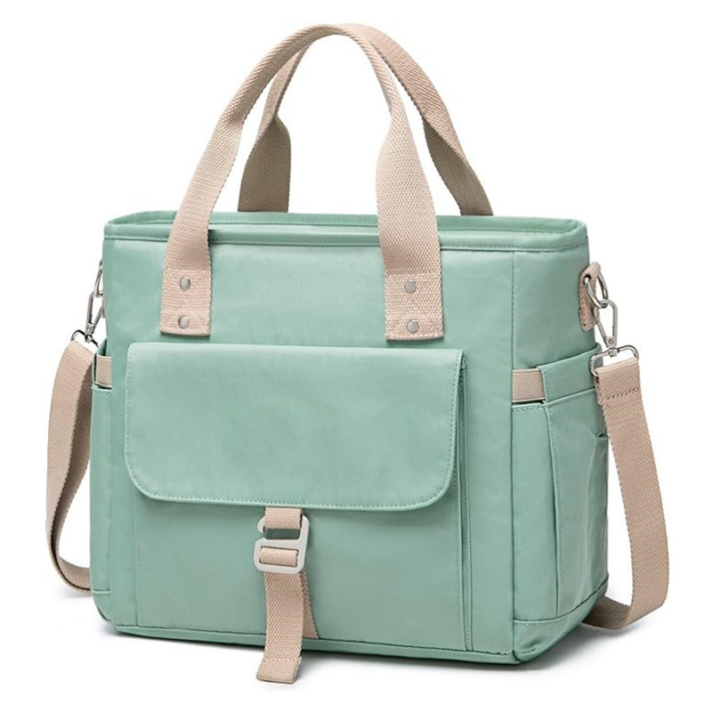 V888-ELOSUNG234488-202503282135-00 Green Spacious Insulated Lunch Bag - Wide Open Design, Removable Strap, Side Water Bottle Pockets - Perfect for Work, Picnic & Travel - Image 1
