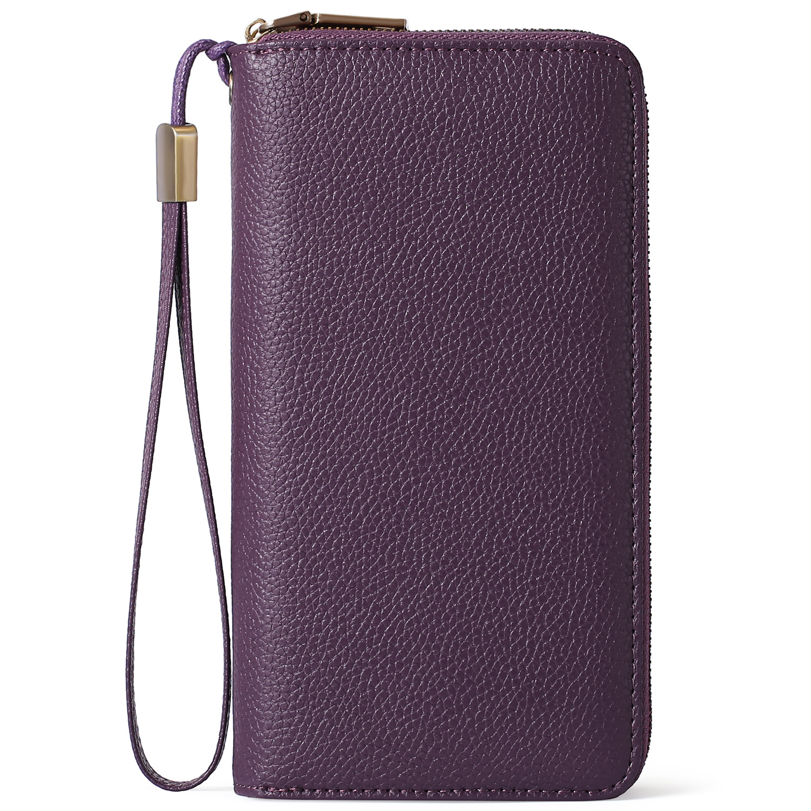 V888-ELOSUNG23505-202504011325-00 Purple Double Zipper Women's Wallet - Large Capacity Clutch Organizer with Wristlet Strap - Image 1