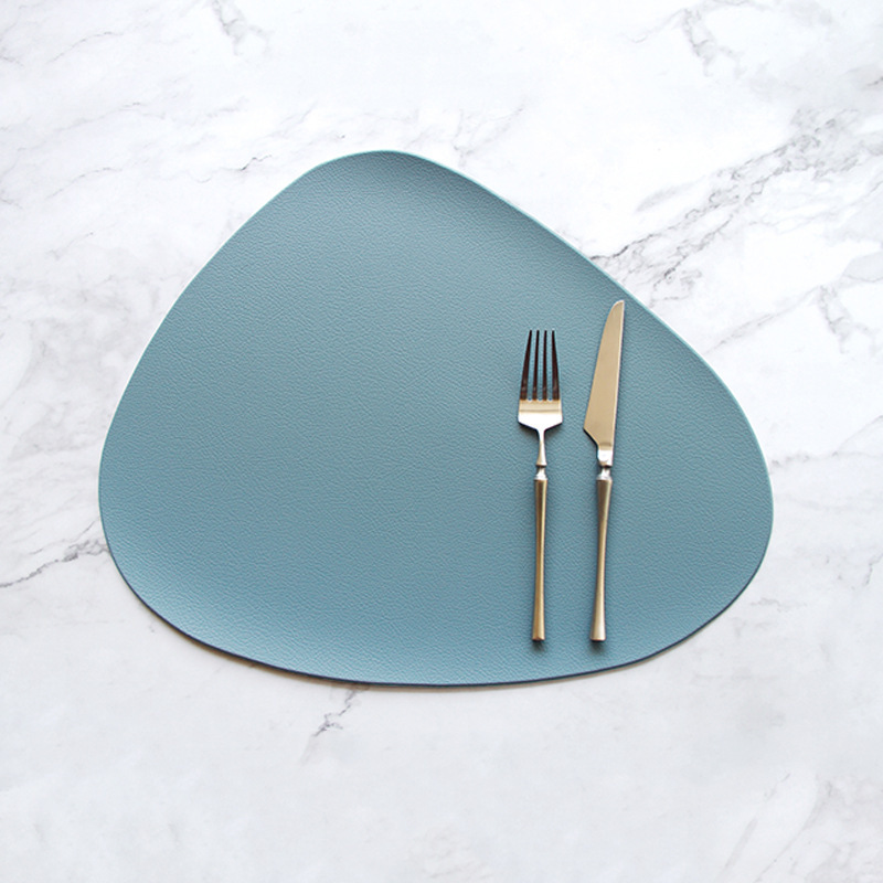 V888-ELOSUNG23581-202504031741-00 4 Pcs Blue Nordic-Style PVC Leather Placemats Set of 4 - Waterproof, Heat-Resistant, and Oil-Proof Triangular Table Mats - Image 1