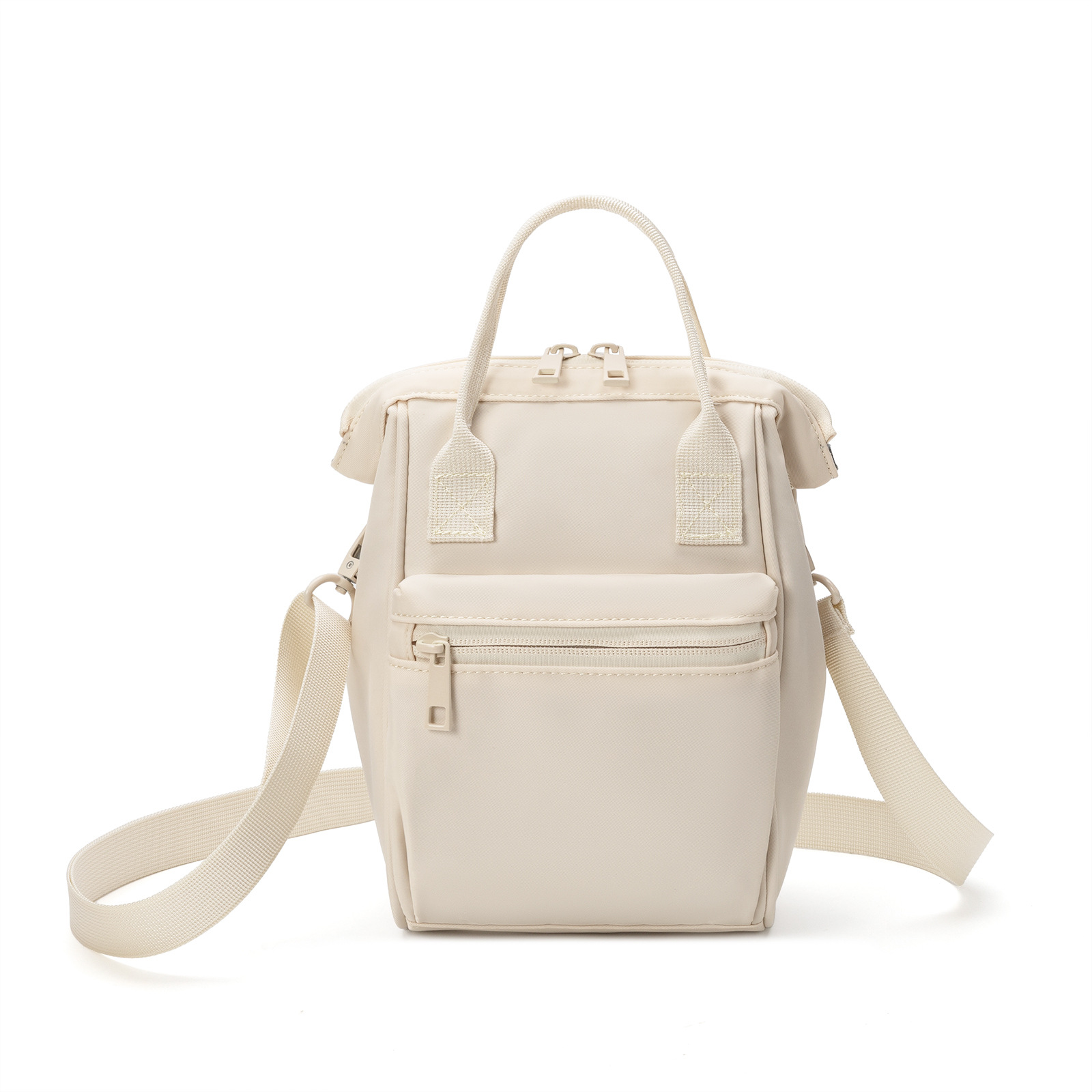 V888-ELOSUNG23609-202504141410-00 Beige Mini Waterproof Oxford Backpack - Lightweight 263g Travel Crossbody Bag with Adjustable Straps - Image 1