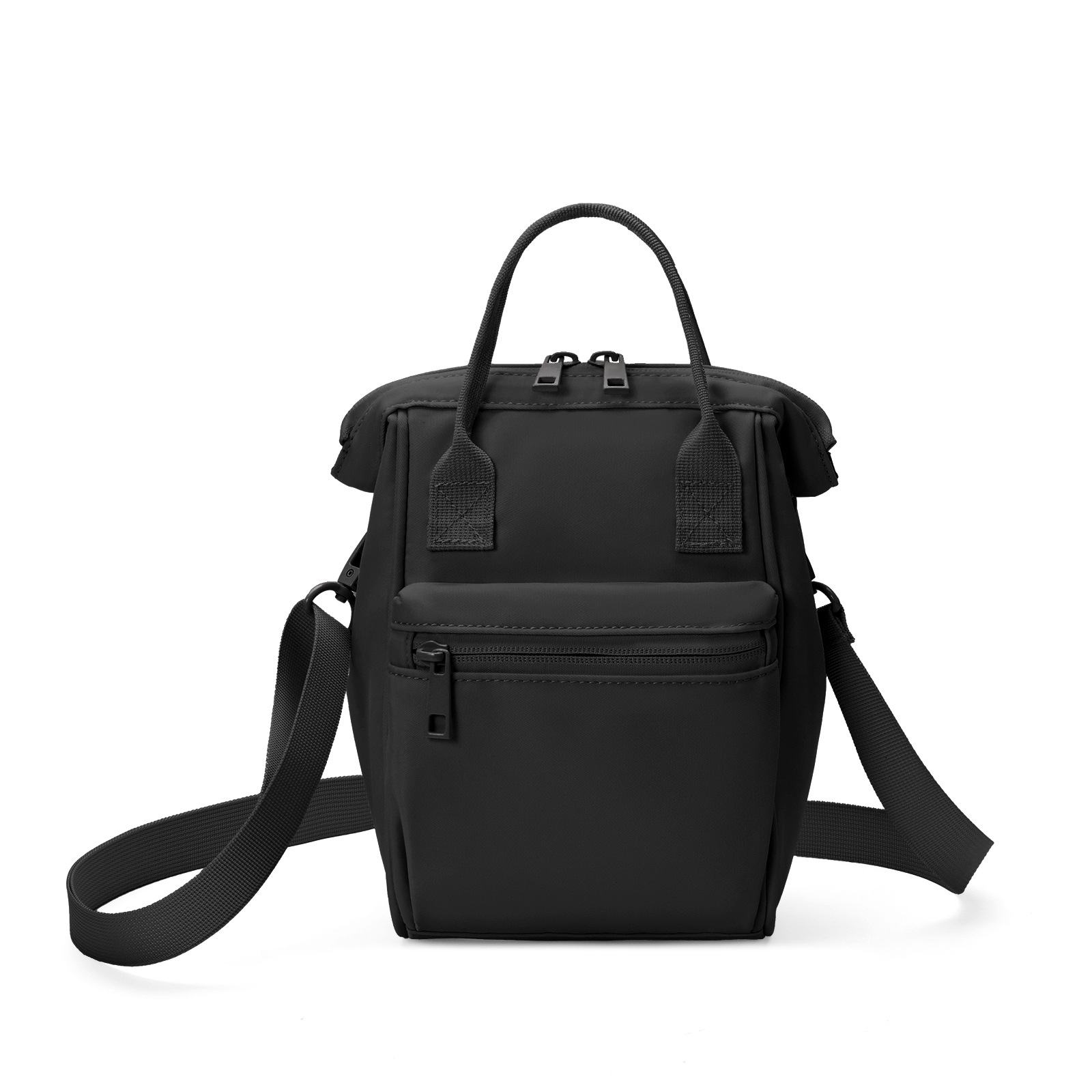 V888-ELOSUNG23610-202504141411-00 Black Mini Waterproof Oxford Backpack - Lightweight 263g Travel Crossbody Bag with Adjustable Straps - Image 1