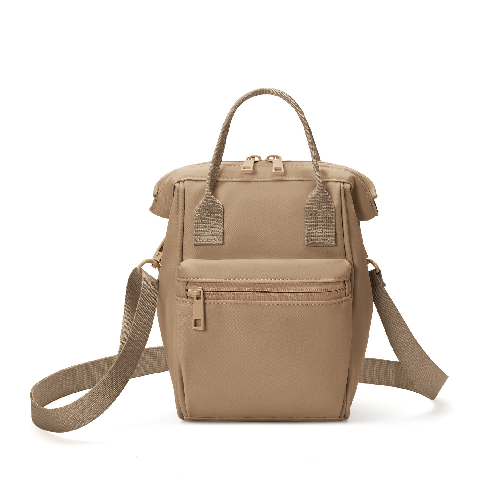 V888-ELOSUNG23613-202504141411-00 Brown Mini Waterproof Oxford Backpack - Lightweight 263g Travel Crossbody Bag with Adjustable Straps - Image 1