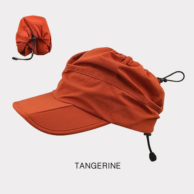 V888-ELOSUNG23648-202504141647-00 Orange Foldable Quick-Dry Summer Sports Visor Hat UPF 50+ Adjustable Outdoor Sun Cap - Image 1