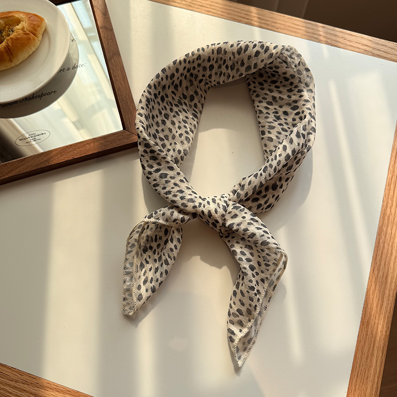 V888-ELOSUNG23672-202504141716-00 Style 8 Black spots on white background Versatile Patterned Square Scarf | 65x65cm Lightweight Polyester Neckerchief Headband | Vintage Polka Dot & Floral - Image 1
