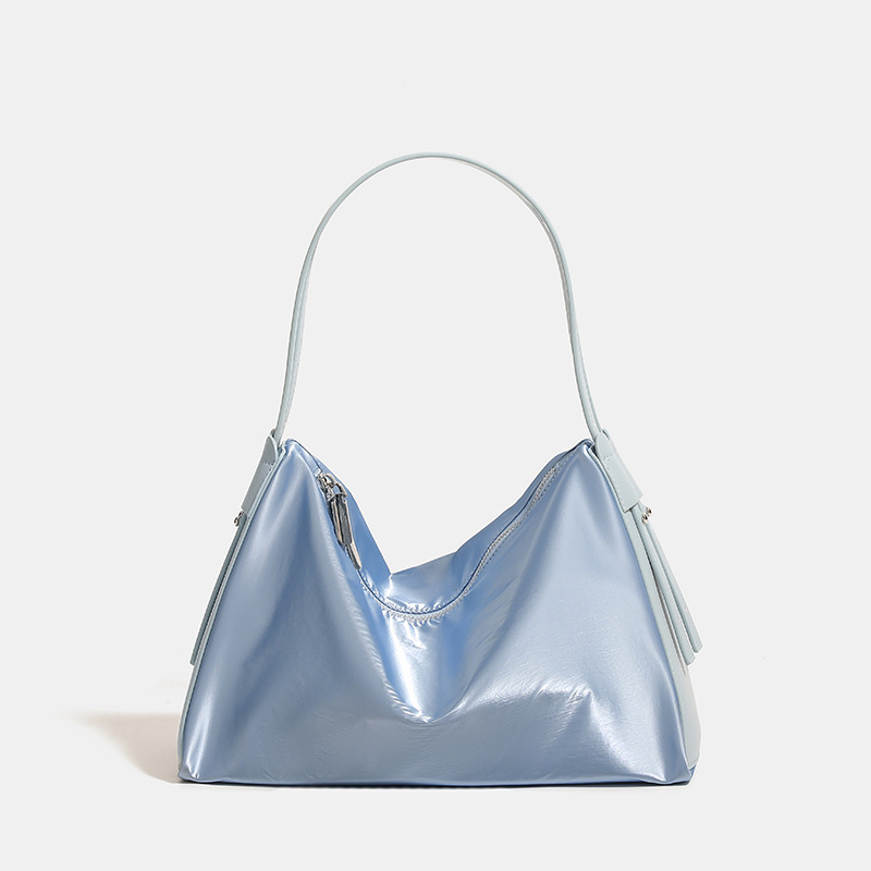 V888-ELOSUNG23674-202504141416-00 Blue Luminous Silver Nylon Underarm Shoulder Bag - Convertible Crossbody Hobo with Pouch - Lightweight & Modern - Image 1