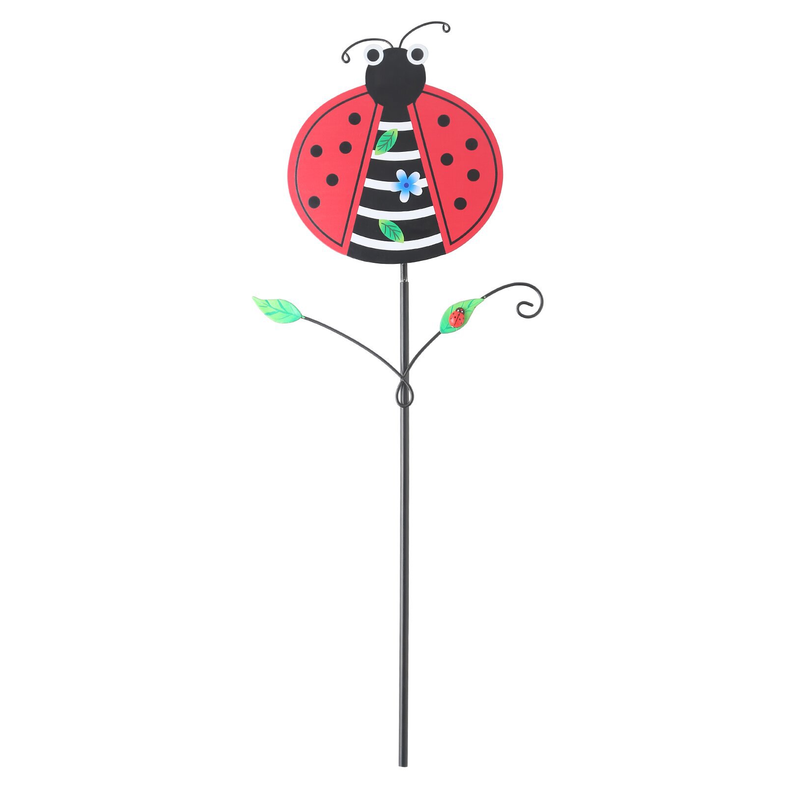 V888-ELOSUNG23792-202504141653-00 Red Ladybug Pattern Charming Metal Garden Stakes | Welcome Yard & Lawn Decor - Image 1