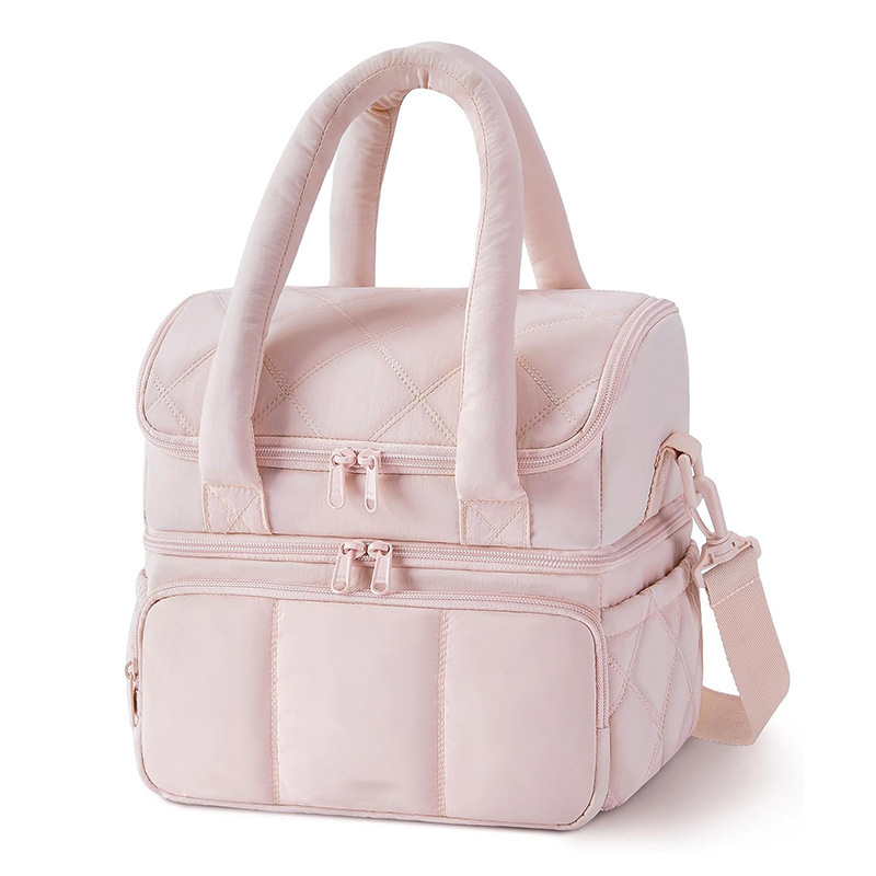V888-ELOSUNG23861-202504141535-00 Pink Chic Double Deck Insulated Lunch Bag - Leakproof Cooler Tote for Women - Image 1