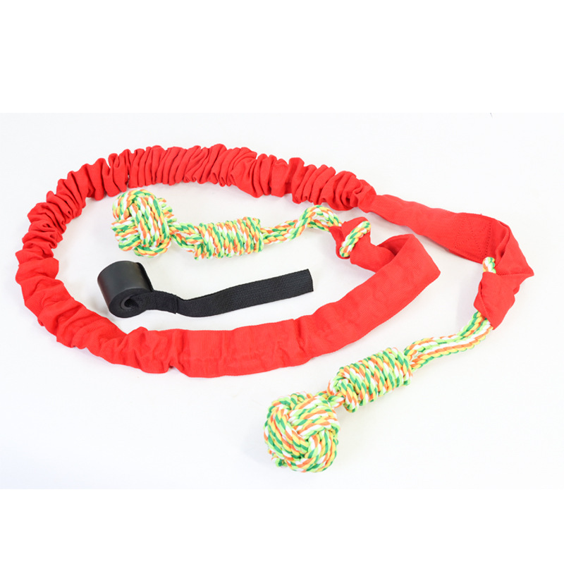 V888-ELOSUNG23957-202504171737-00 Red And Colored Cotton Balls Interactive Bungee Dog Tug Toy - Hanging Rope Ball for Solo Play & Exercise - Image 1