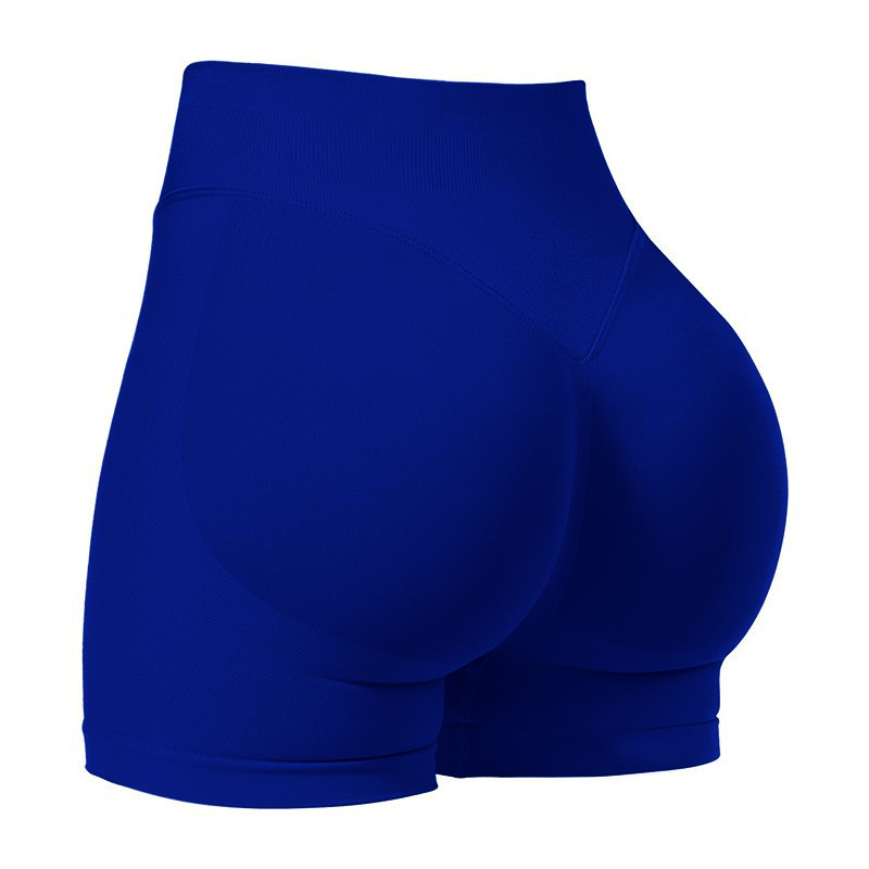 V888-ELOSUNG24012-202503211631-00 L Blue High-Elastic Hip Yoga Shorts - Seamless Mid-Intensity Pilates Workout Shorts - Image 1